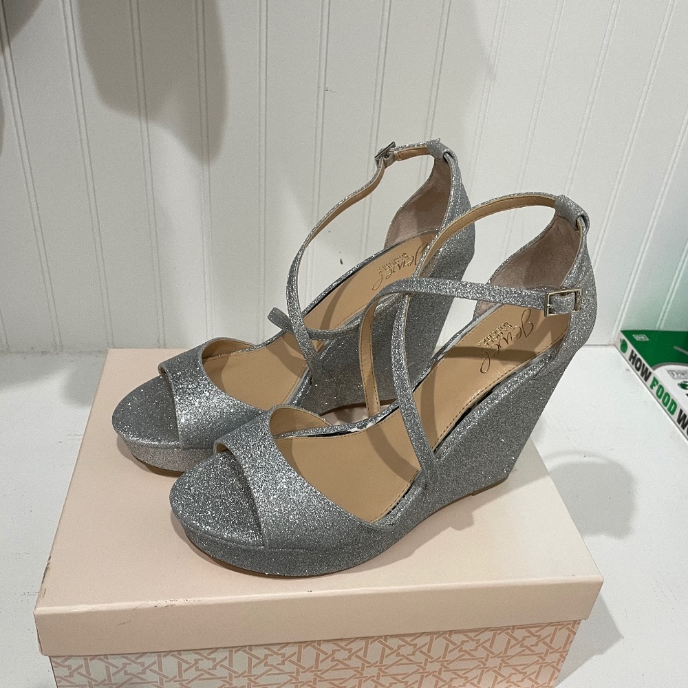 Glitter strappy dress wedges